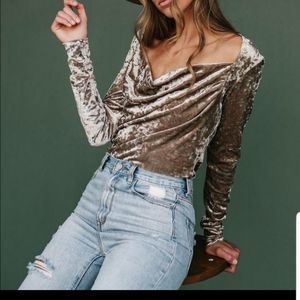 Free People The Perfect Date Crushed Velvet Long Sleeve Shirt